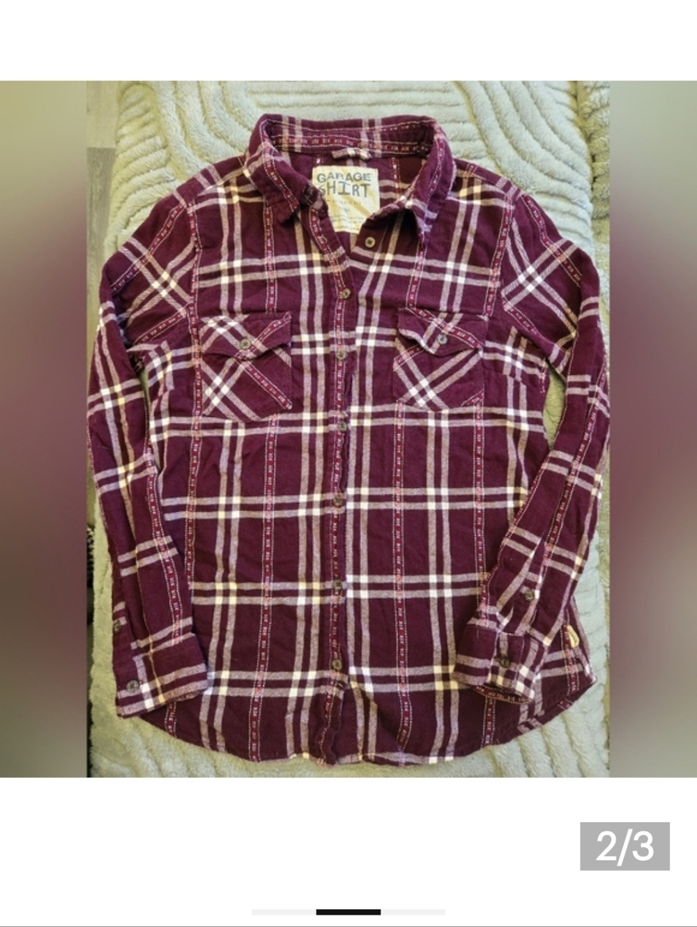 Garage Maroon Plaid Button-Up Shirt Women's Size Medium Like New